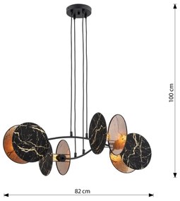 Csillár zsinóron MOTIF 4xE27/15W/230V fekete/arany