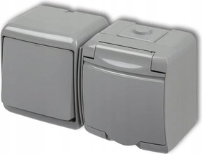 Szürke egykapcsolós kapcsoló falra szerelhető aljzattal IP54 Junior Karlik