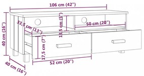 HAMAR világosszürke tömör fenyőfa TV-szekrény 106 x 40 x 40 cm