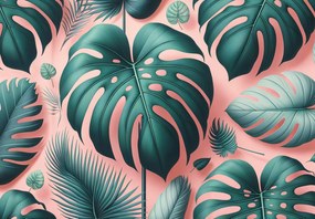 Fotótapéta - Monstera rózsaszín háttéren (147x102 cm)