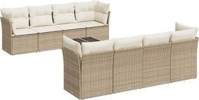vidaXL 9 részes bézs polyrattan kerti ülőgarnitúra párnákkal