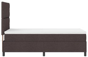 Rugós Ágy Matraccal és LED Fénnyel Sötétbarnában, 90 x 200 cm, Szövet