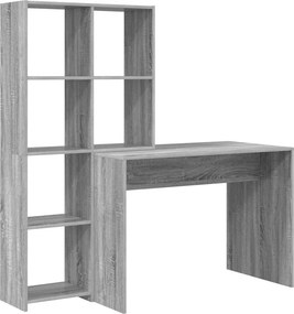 vidaXL Asztal polcokkal Szürke Sonoma 138,5 x 55 x 143 cm Faanyag