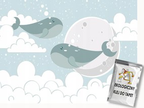 Fotótapéta Flizelina Kék bálnák gyerekszoba 150x105 ragasztó