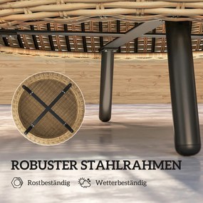 Rattan kerek kerti asztal, üveglappal, barna Ø75 x 42 cm
