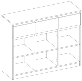 Drohmo 3D3S komód, 120x97x40 cm, fehér