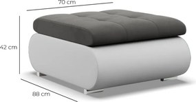 Tokio puff, bársony + műbőr, szürke - fehér