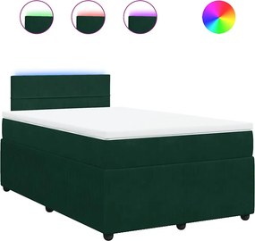 vidaXL sötétzöld bársony rugós ágy matraccal 120x190 cm
