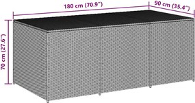Szürke Polyrattan Kerti Tárolóláda 180 X 90 X 70 Cm
