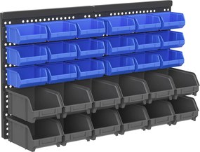 DURHAND Tárolórendszer Fali Polc 37,5 x 63 cm, Látható Tárolódozok, 30 db Doboz 2 Különböző Méretben, Eszköztartók, Műhely Fali Polc Csavarokhoz, Műhe