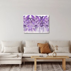 Kép - Lila levelek vakolatban (üvegen) (70x50 cm)