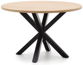 Fekete-natúr színű kerek étkezőasztal ø 120 cm Argo – Kave Home