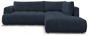 Sötétkék kinyitható-tárolóhelyes sarokkanapé (jobb oldali-L alakú) Fuji – Bobochic Paris