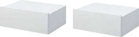 HOMCOM 2 db Függő Éjjeli Szekrény 1 Fiókkal Modern Fali Tervezés 40x30x15 cm Fehér | Aosom