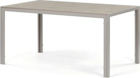 Kerti asztal 150x89 cm, fém, polywood, bézs, CRM