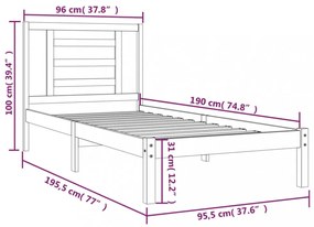 fehér tömör fenyőfa ágykeret matrac nélkül 90 x 190 cm