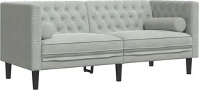 vidaXL 2 személyes világoszöld bársony Chesterfield kanapé párnákkal