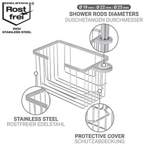 Fényes ezüstszínű öntapadós rozsdamentes acél fürdőszobai polc Valognes – Wenko