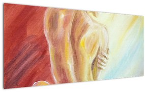 Pihenő nő képe, olajfestmény (120x50 cm)