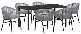 vidaXL Kert étkező szett 7 pcs Antracit Porszórt acél