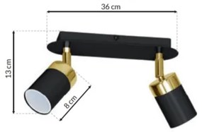 JOKER spotlámpa 2xGU10/25W/230V fekete/arany