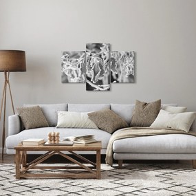 Kép - Fagyott levelek, fekete-fehér (90x60 cm)