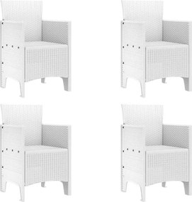 vidaXL Kerti Szék párnával 4 pcs Fehér 53 x 49 x 85 cm Polipropilén