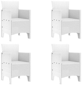 vidaXL Kerti Szék párnával 4 pcs Fehér 53 x 49 x 85 cm Polipropilén