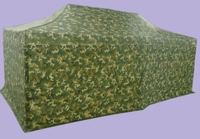 Gyorsan összecsukható sátor 3x6m - acél, 4 oldalfal, Terepszínű