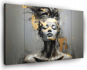 Vászonkép Nő Szürke Arany Vászon Fal 5 Részes Hálószoba 150x100