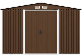 vidaXL barna acél kerti fészer 257 x 205 x 178 cm