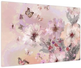 Kép - Művészeti kollázs pillangókkal (90x60 cm)