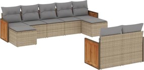 vidaXL 9 részes bézs polyrattan kerti ülőgarnitúra párnákkal