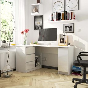Sarok PC asztal Bienvenida (fehér + fényes fehér) (L). 1117055