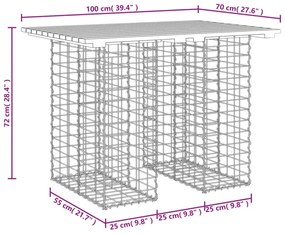 impregnált fenyőfa gabion kerti pad 100 x 70 x 72 cm