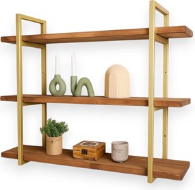 Fali polc Arany virágos fali könyvespolc 3 szintes 90cm