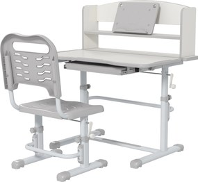 ZONEKIZ Gyerek Íróasztal és Szék Szett 6-12 Éveseknek - Magasságállító Gyermek Íróasztal 1 Fiókkal, 1 Könyvespolccal és Állítható Asztalszög 80x54.5x8