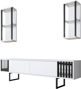 TV-állvány, fehér-fekete, 180 cm – TR618BLY1143