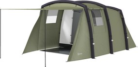 Outsunny felfújható családi alagútsátor 3–6 személy — glamping sátor előtetővel, hálós ablakokkal, hordtáskával, UPF50+, vízálló | Aosom