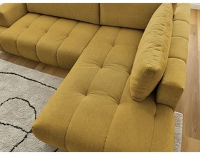 Mustársárga kinyitható-tárolóhelyes sarokkanapé (jobb oldali-L alakú) Fuji – Bobochic Paris