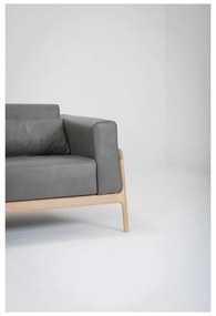 Fawn szürke kanapé bivalybőrből, tömör tölgyfa szerkezettel, 180 cm - Gazzda