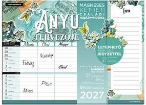 Falinaptár, mágneses, kétheti, jegyzettömbbel, 22x30 cm, LIZZYCALENDAR Anyu tervezője Scrapbook Style (TICLCFNMJAN)
