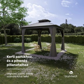 Blumfeldt ShadeFortress, pavilon, 3 x 3 m, horganyzott acél tető, véd a nap, eső és szél ellen