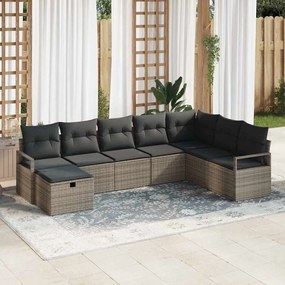 Kerti Kanapé Szett 8 pcs Szürke 287 x 177 x 85 cm Poli rattan