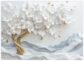 Üveg kép – 3D elegáns életfa (70x50 cm)