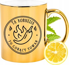 Prémium Arany Csillogó Bögre Kornéliának Ajándék Nyomtatott Fotóval