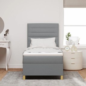 Box Spring Ágy matraccal, világosszürke, 100x200 cm, szövet