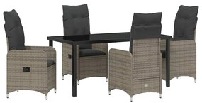 vidaXL Kert étkező szett párnával 5 pcs Szürke polirattan