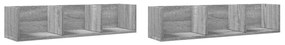 2 db szürke sonoma színű szerelt fa faliszekrény 75x18x16,5 cm