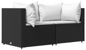 vidaXL 2 db fekete polyrattan kerti sarokkanapé párnákkal
